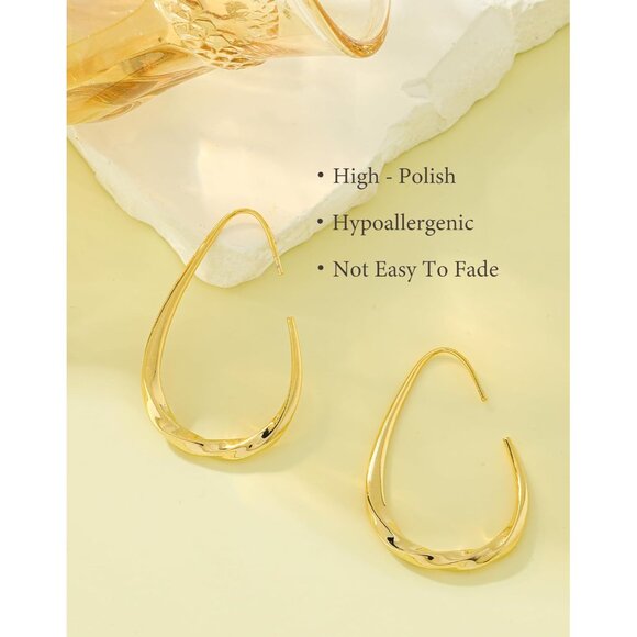 ⚡Gold Drop Hoop Earrings Modern Statement Jewelry for Women Fashion Party Gift - Picture 6 of 6